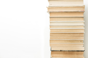 Books on white background. Home library concept.