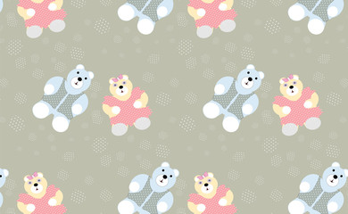 vector pattern seamless with cute teddy bears..
