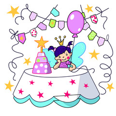 Happy Birthday Card with cute little Princess