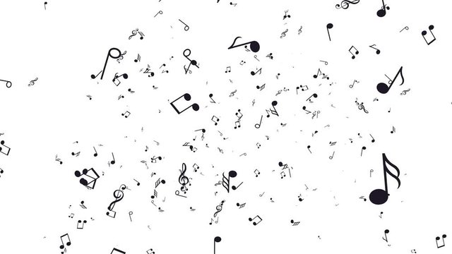 Aanimated background with musical notes. White background