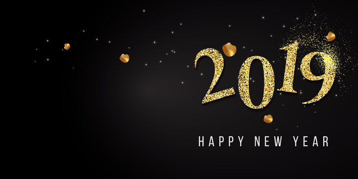 New Years 2019. Happy New Year greeting card. 2019 Happy New Year background.