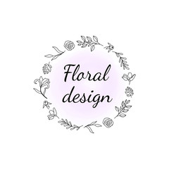 Hand drawn logo for flower shops, designers, florists, photographers and other creative professions. Universal creative premium symbols