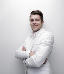 confident businessman in white shirt
