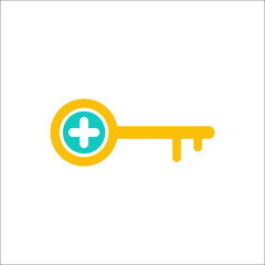 Key icon, Access, lock, locked, security icon with add sign. Key icon and new, plus, positive symbol