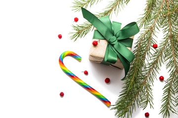 Caramel in the colors of the LGBT community isolated on a white background