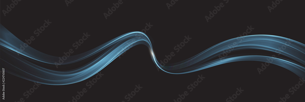 Poster Vector Abstract shiny color blue wave design element