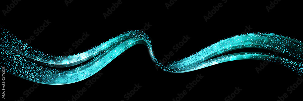 Poster abstract shiny color blue gold wave design element