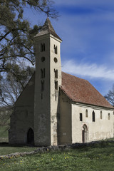 Fototapeta na wymiar Beautiful old medieval small church in Sarlos, Hungary