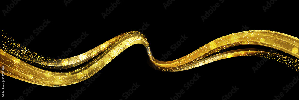 Poster Abstract shiny color gold wave design element