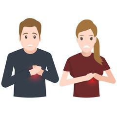 Obraz premium Heart patient elderly male and female illustration, Chest patients icon