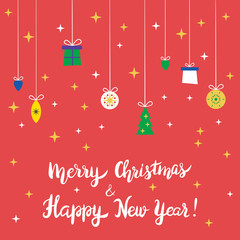 Christmas greeting card with hand written text.