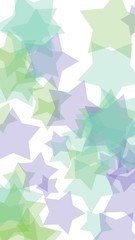 Multicolored translucent stars on a white background. Vertical image orientation. 3D illustration