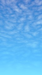 Cumulus white clouds in the clear blue sky in the morning. Blue sky background with white clouds. 3D illustration