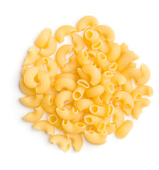 Uncooked elbow macaroni.