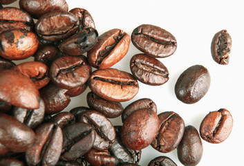 Coffee beans isolated on white background