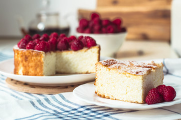 cottage cheese pie with raspberry traditional Russian