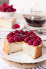 cottage cheese pie with raspberry, cheesecake