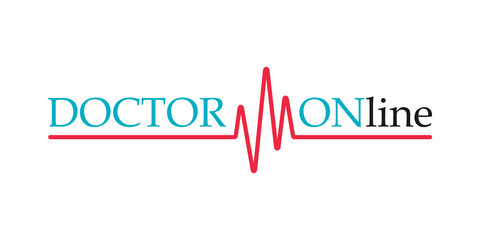 Doctors mobile app sign pulse line. Doctor online logo on white background. Mobile medicine round the clock 24 7 app.