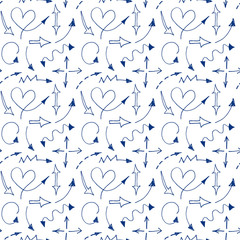 Seamless pattern with sketch hand drawn arrows.