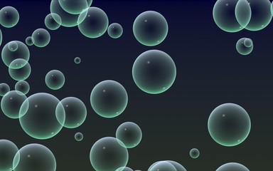 Dark background green mesh bubbles. Wallpaper, texture with bubble. 3D illustration