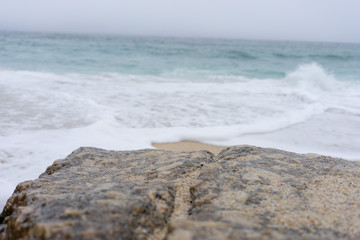 Sea view with rocks and sand