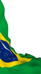 Waving flag of Brazil. Ordem e Progresso. Order and progress. Rio de Janeiro. South America. State symbol. 3D illustration