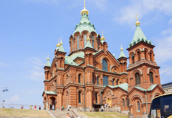 Fototapeta na wymiar Helsinki, Finland, Cathedral. Cathedral of the Finnish Orthodox Church. 