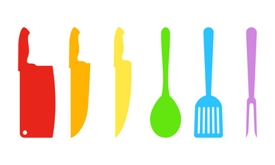 Silhouettes of kitchen accessories. Vector illustration.
