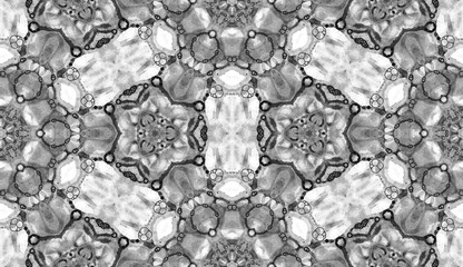 Black and white seamless pattern. Astonishing delicate soap bubbles. Lace hand drawn textile ornamen