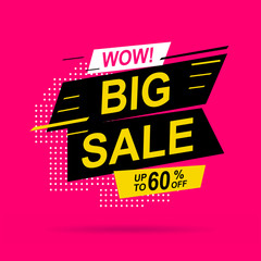 Sale banner template design big sale on a pink background