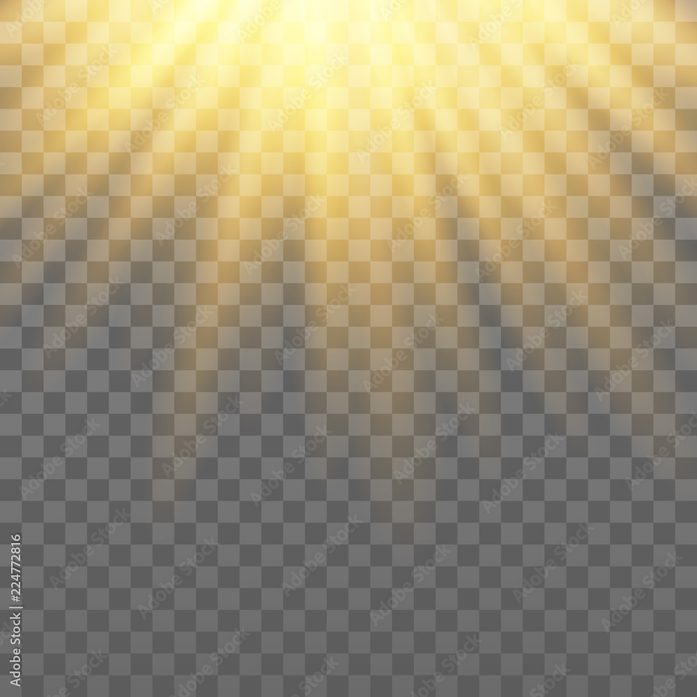 Aufkleber vector golden rays. light effect on the transparent background.