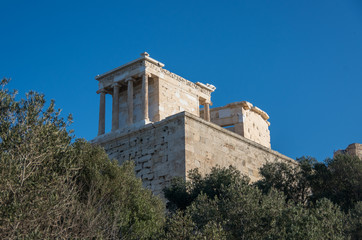 Fototapeta na wymiar Temple of Athena Nike on the Acropolis in Athens.