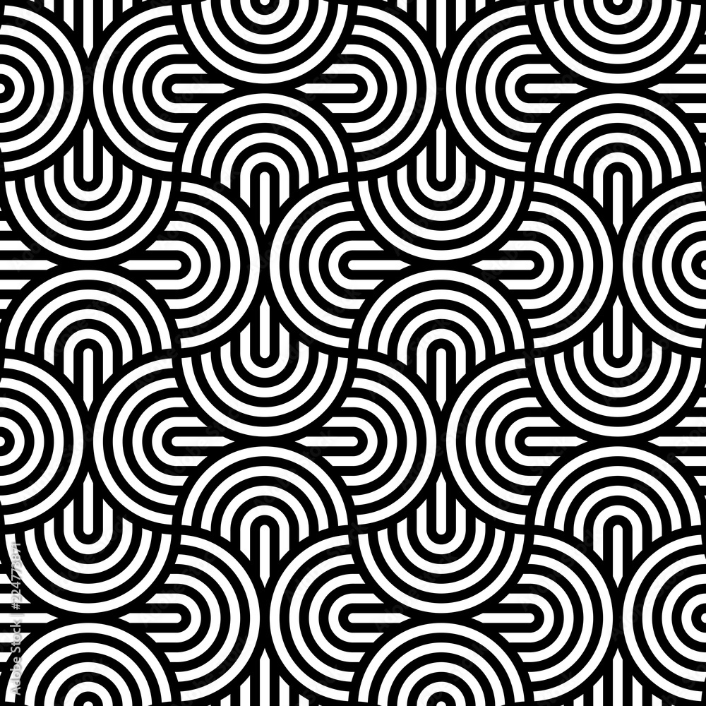 Poster Vector geometric pattern. Seamless braided linear pattern.