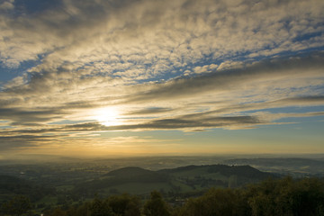 Fototapeta na wymiar Sunset over the Malvern Hills Worcestershire