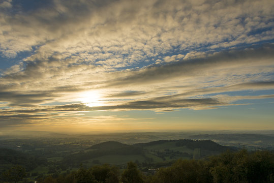 Sunset over the Malvern Hills Worcestershire © Snapvision