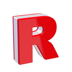 Red glossy alphabet letter R on white background