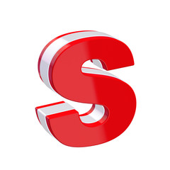 Red glossy alphabet letter S on white background