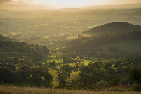 Sunset over the Malvern Hills Worcestershire