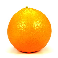 Ripe orange close-up isolated on white background