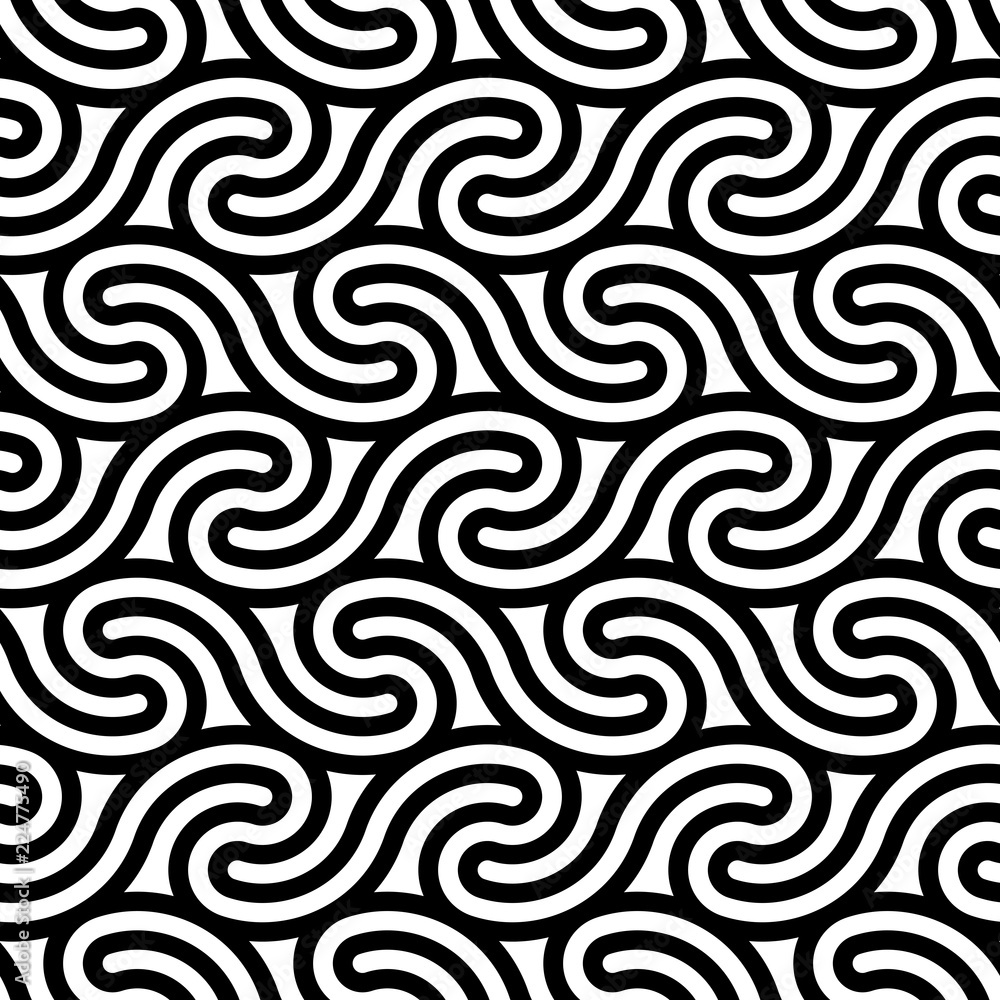 Aufkleber Vector geometric pattern. Seamless braided linear pattern.