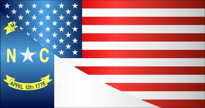 Flag of USA and North Carolina state - Illustration, 
Mixed Flags of the USA and North Carolina