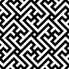 Vector ethnic geometric pattern. Seamless monochrome linear pattern.