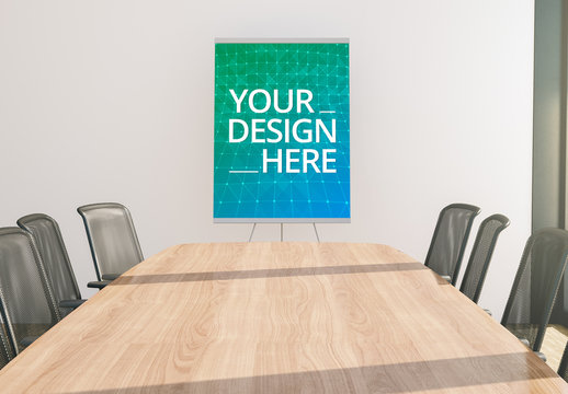 Presentation Board in Conference Room Mockup