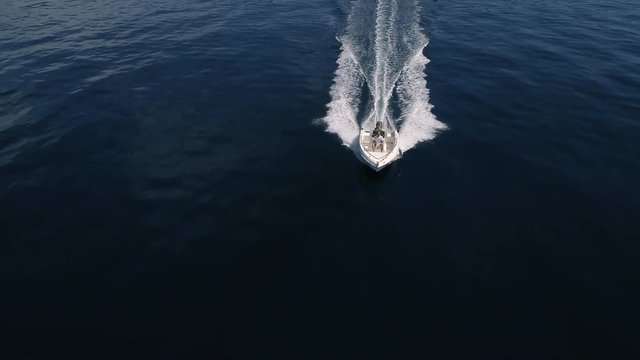 Aerial - Motorboat racing on the water