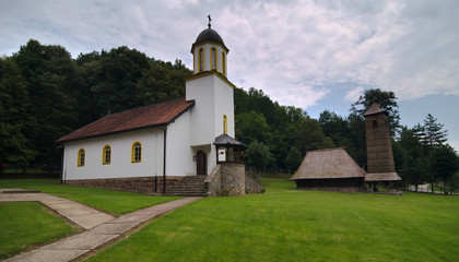 Fototapeta premium The log-built church in Jelicka, Bosnia and Herzegovina