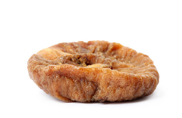 Delicious dried fig fruit on white background. Organic snack