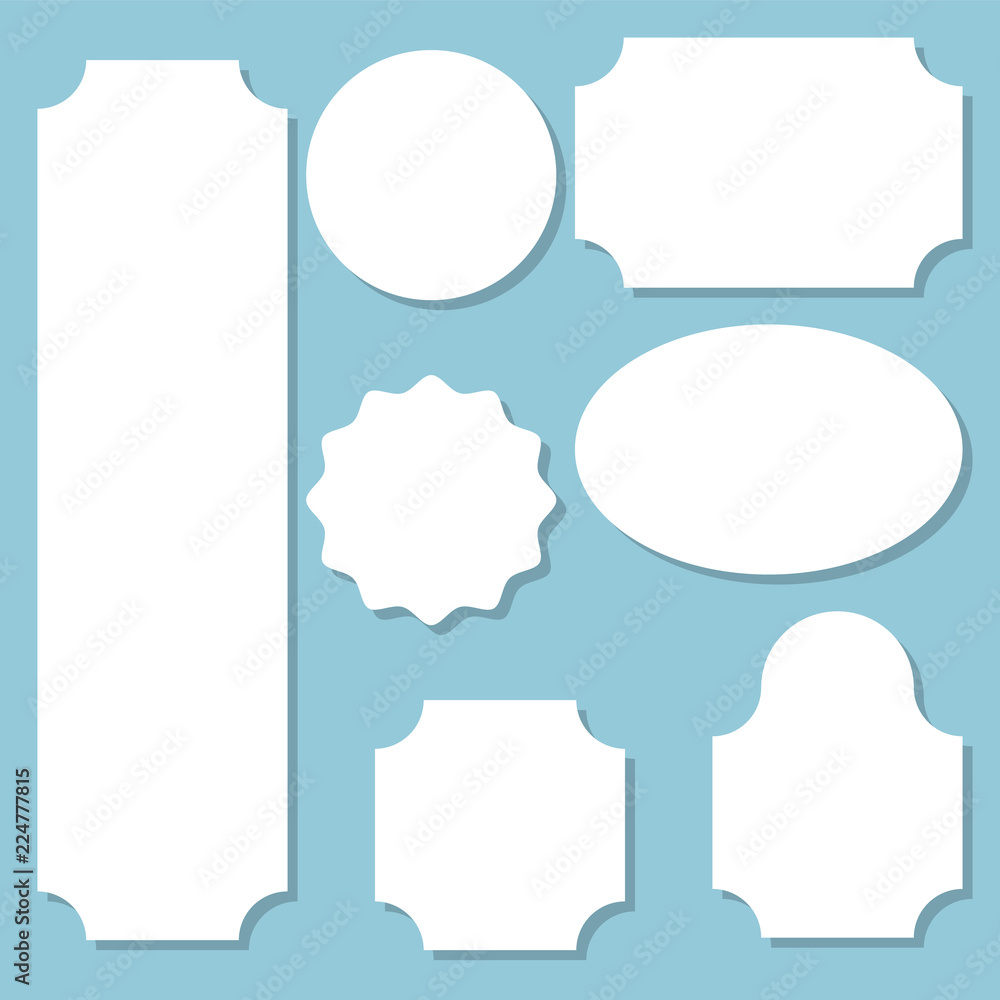 Aufkleber Collection of paper labels of various forms. Set of tags. Blank templates for your design. Vector illustration.