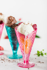 Plastic Ice Cream Sundae Cones with Chocolate and Vanilla Ice Cr