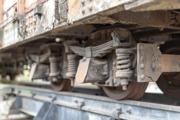 Old workshop of wagons and narrow-gauge railway locomotives. Place of repair and renovation for trains.