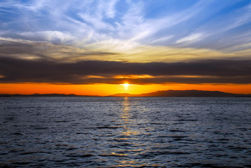 Izmir, Turkey, 30 March 2010: Sunset of Karsiyaka